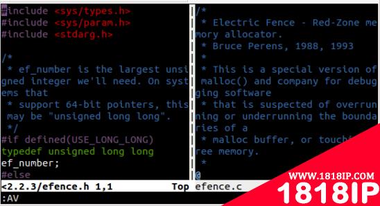 Vim.a vertical split screen