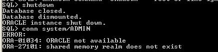 Oracle 10g错误：shared memory realm does not exist