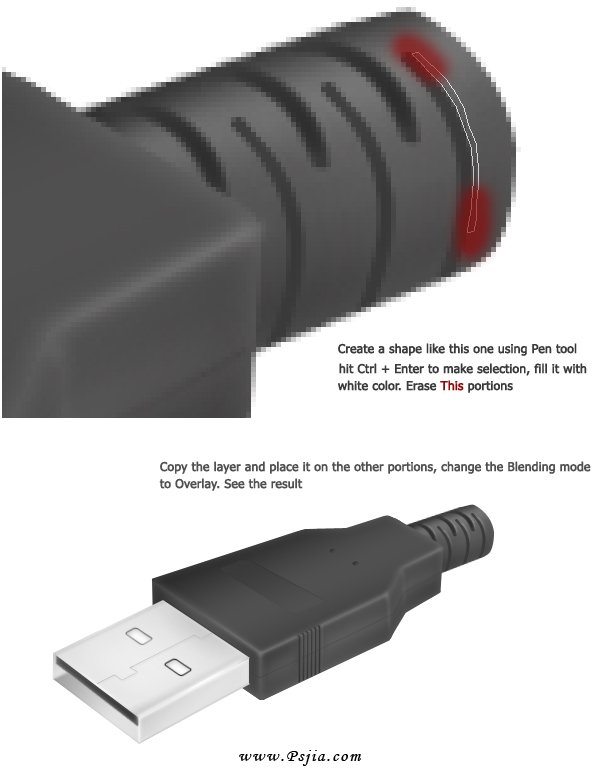PS制作逼真的USB插头教程