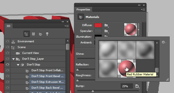 PS教程 如何使用3D功能制作橡胶和玻璃质感的3D立体字效呢