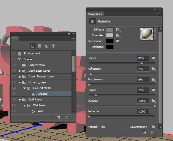 PS教程 如何使用3D功能制作橡胶和玻璃质感的3D立体字效呢