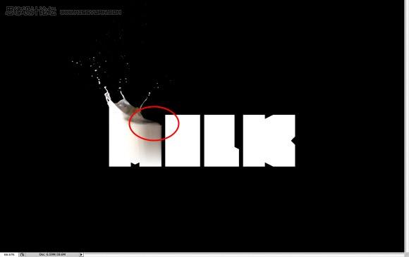 photoshop 制作溅起的牛奶字效果