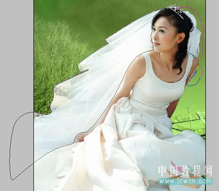 photoshop抠图教程 利用钢笔及橡皮工具抠出穿婚纱的新娘