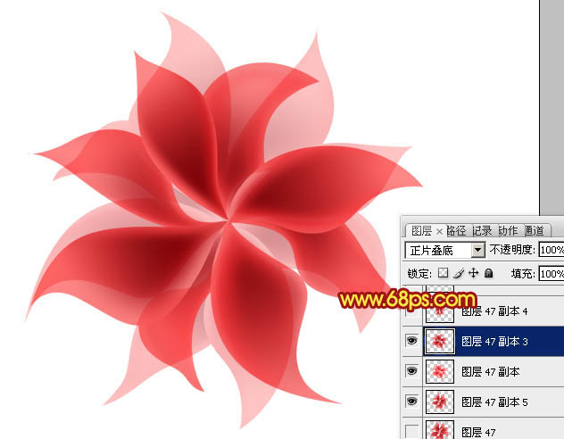 Photoshop设计制作出非常漂亮的梦幻红色透明丝质花朵